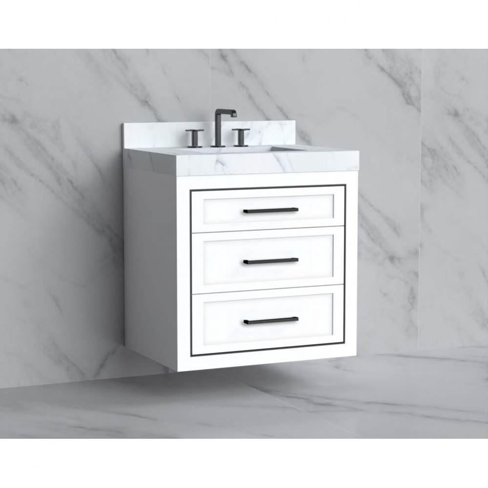 Madeli Renaissance 30'' Wall hung Vanity Cabinet in White/HW: Handles Matte Black(MB)