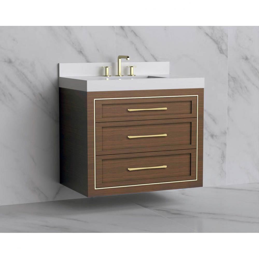 Madeli Renaissance 36'' Wall hung Vanity Cabinet in Brandy/HW: Handles Polished Nickel(P