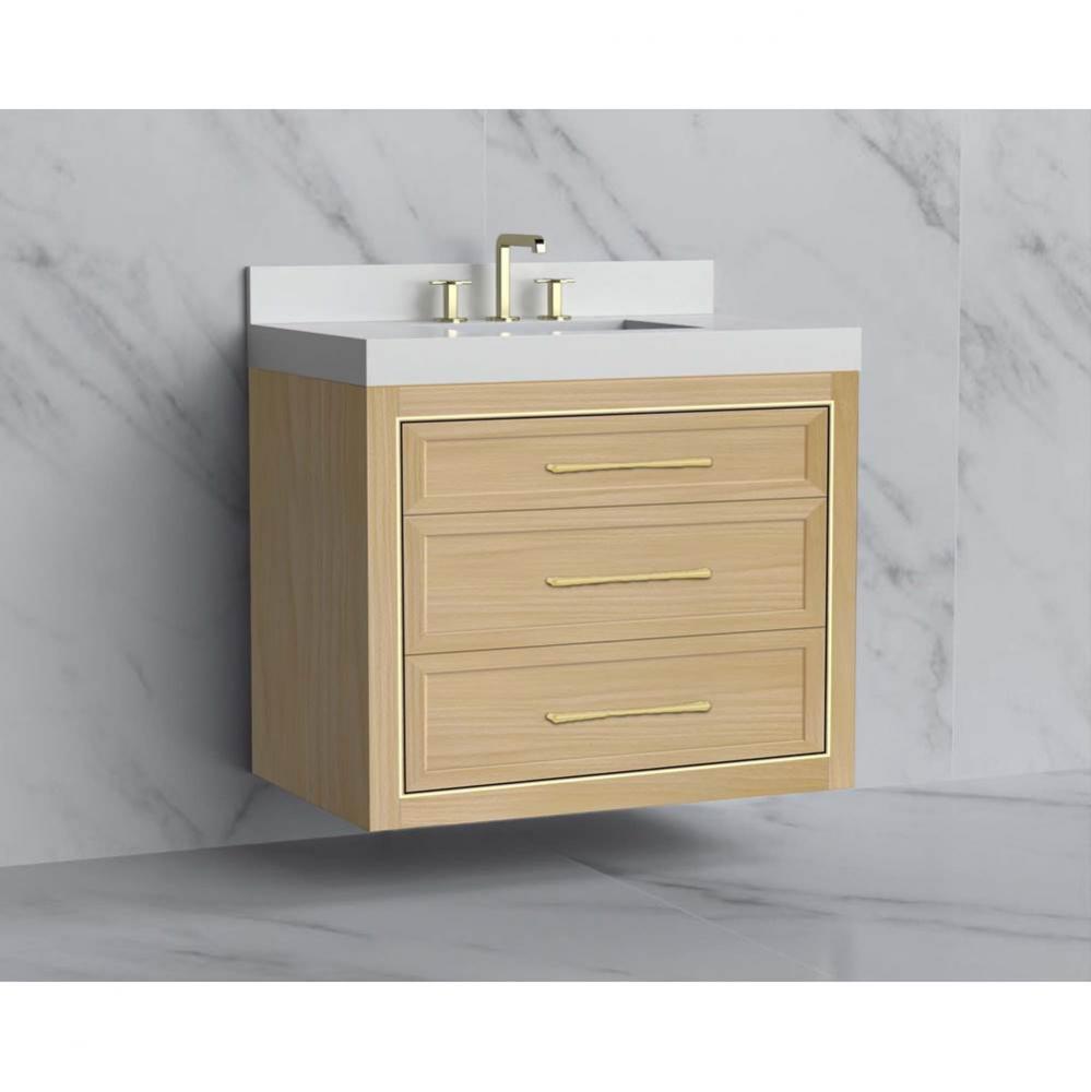 Madeli Renaissance 36'' Wall hung Vanity Cabinet in Natural Oak/HW: Handles Satin Brass(