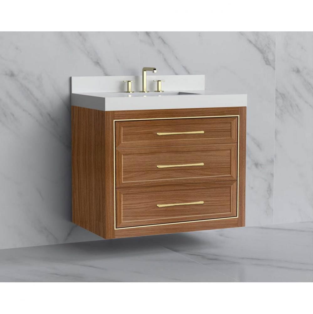 Madeli Renaissance 36'' Wall hung Vanity Cabinet in Natural Walnut/HW: Handles Satin Bra