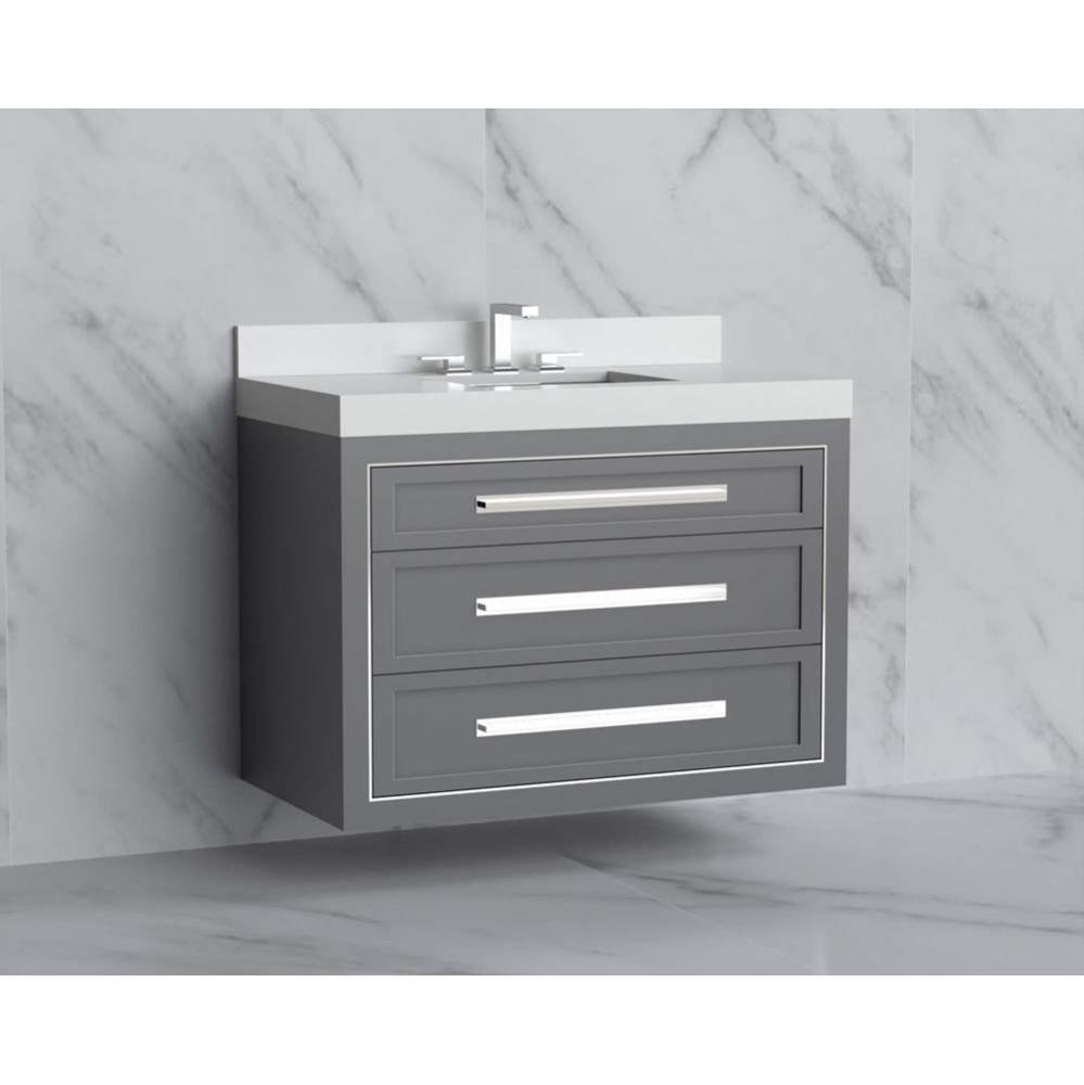 Madeli Renaissance 36'' Wall hung Vanity Cabinet in Studio Grey/HW: Handles Polished Nic