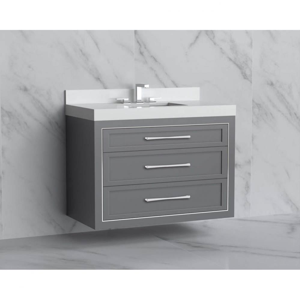 Madeli Renaissance 36'' Wall hung Vanity Cabinet in Studio Grey/HW: Handles Polished Chr