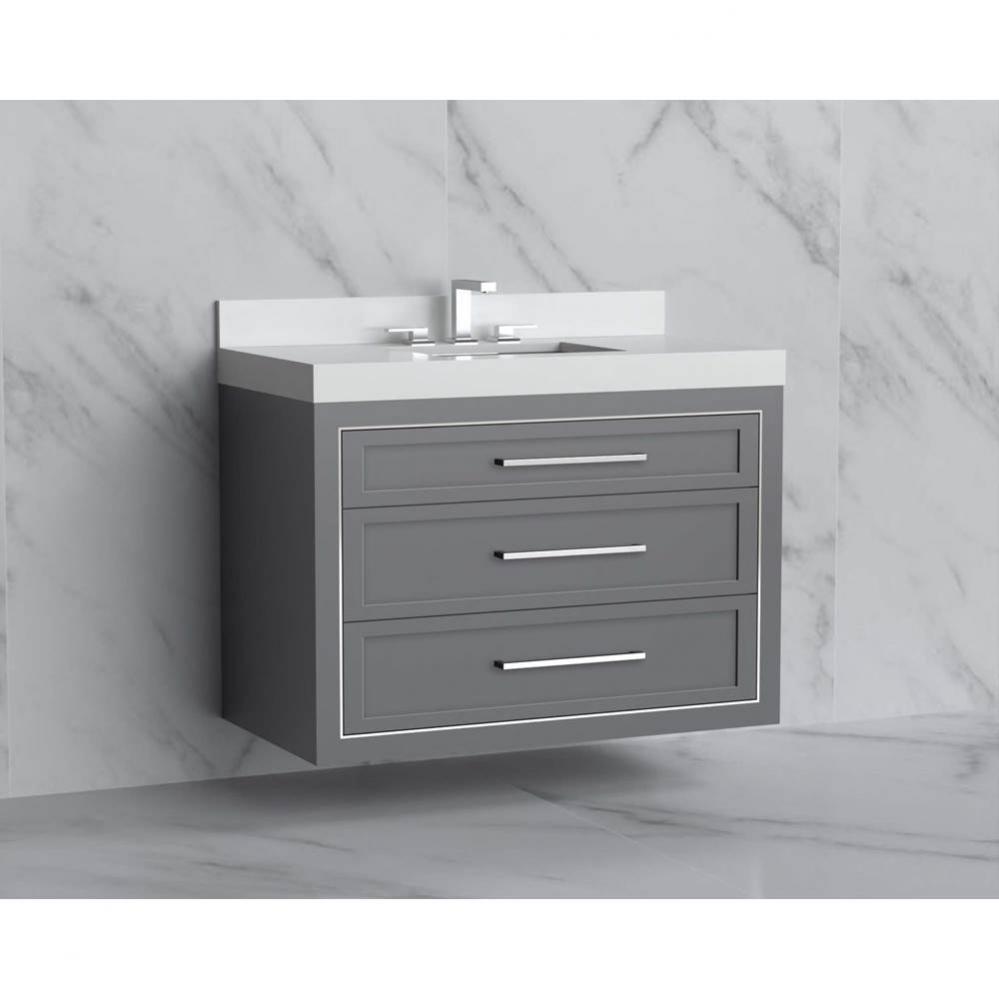 Madeli Renaissance 36'' Wall hung Vanity Cabinet in Studio Grey/HW: Handles Polished Nic