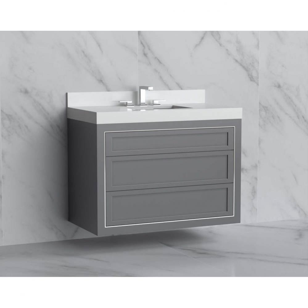 Madeli Renaissance 36'' Wall hung Vanity Cabinet in Studio Grey - No Handles - Inlay in