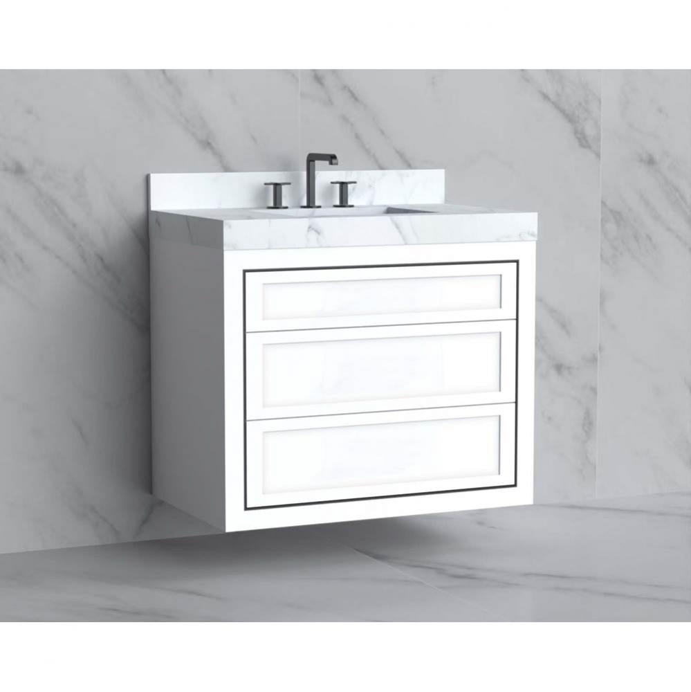 Madeli Renaissance 36'' Wall hung Vanity Cabinet in White - No Handles - Inlay in Polish