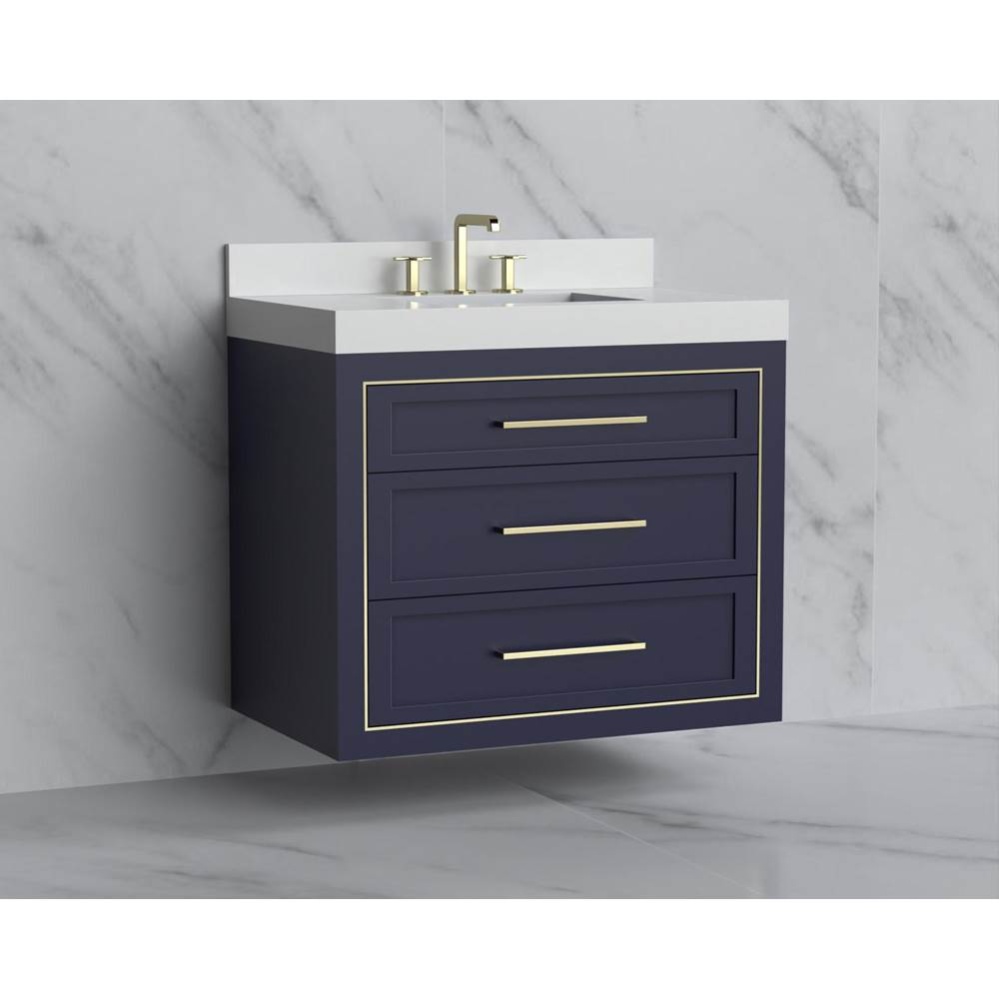 Renaissance 36'' Wall hung Vanity Cabinet in Sapphire/HW: Handles Polished Chrome(PC)