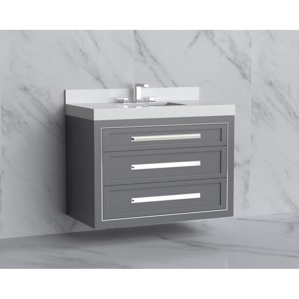 Renaissance 36'' Wall hung Vanity Cabinet in Studio Grey/HW: Handles Polished Chrome(PC)
