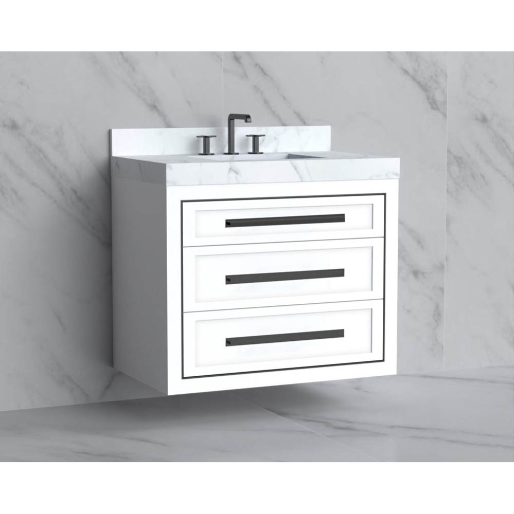 Renaissance 36'' Wall hung Vanity Cabinet in White/HW: Handles Polished Chrome(PC)
