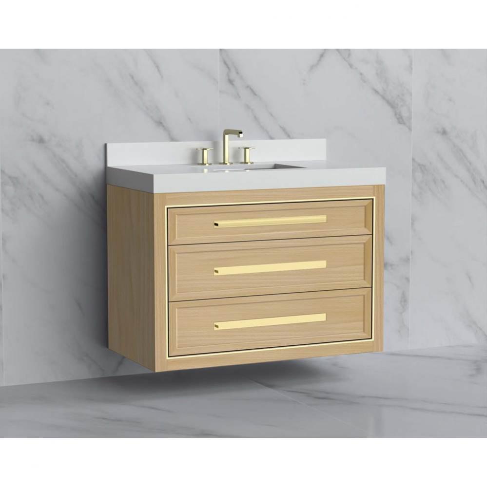 Madeli Renaissance 42'' Wall hung Vanity Cabinet in Natural Oak/HW: Handles Satin Brass(