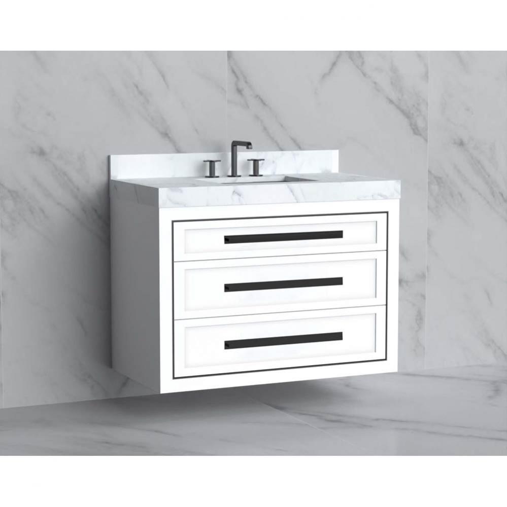 Madeli Renaissance 42'' Wall hung Vanity Cabinet in White/HW: Handles Satin Brass(SB)
