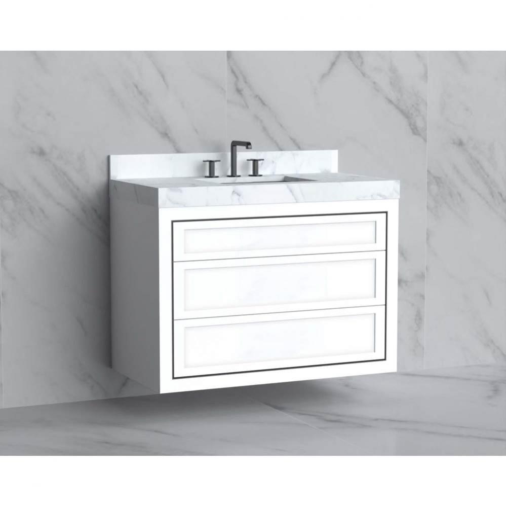 Madeli Renaissance 42'' Wall hung Vanity Cabinet in White - No Handles - Inlay in Satin