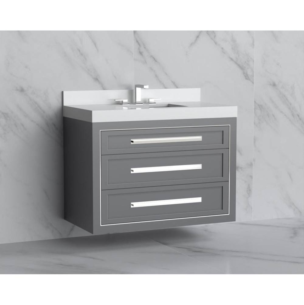 Renaissance 42'' Wall hung Vanity Cabinet in Studio Grey/HW: Handles Polished Chrome(PC)