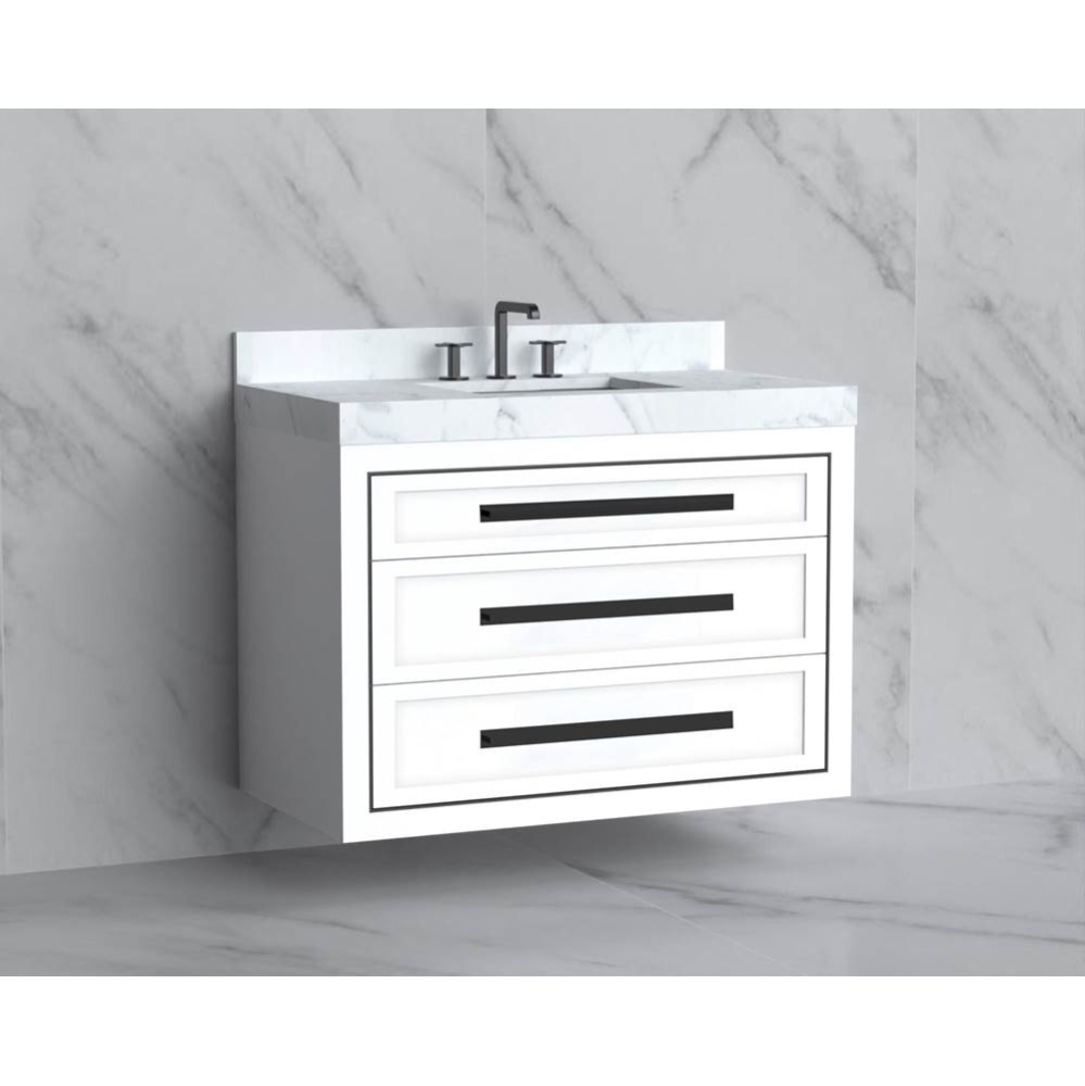 Renaissance 42'' Wall hung Vanity Cabinet in White/HW: Handles Polished Chrome(PC)