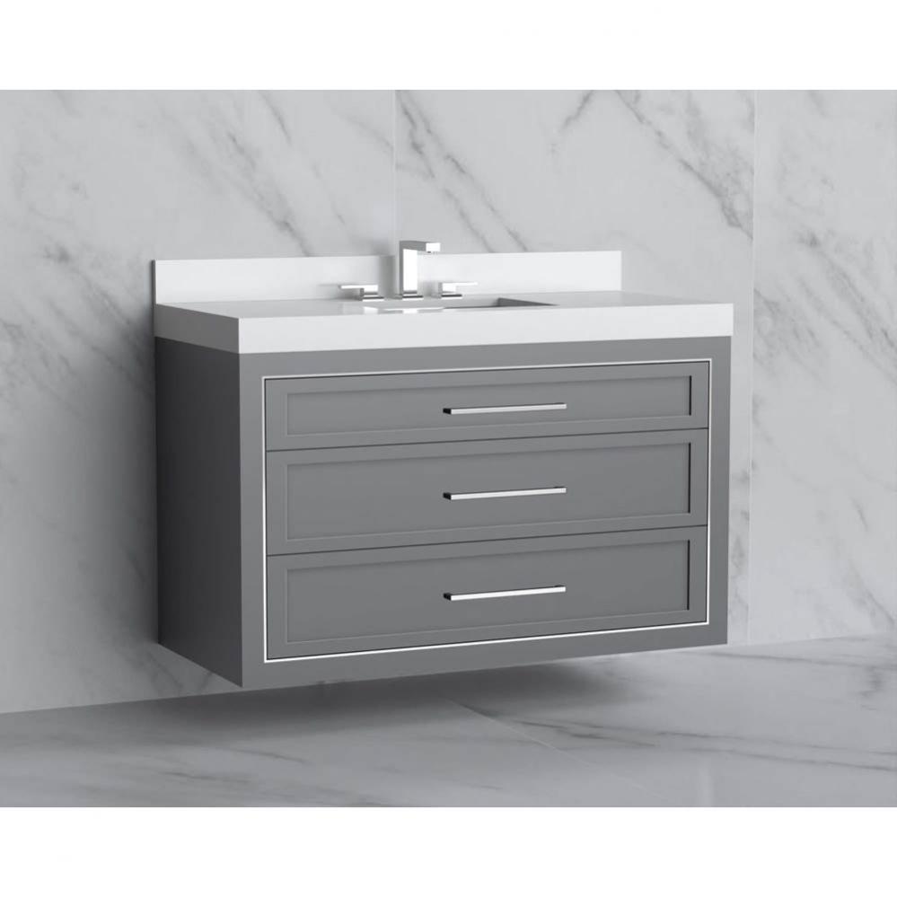 Renaissance 48C'' Wall hung Vanity Cabinet in Studio Grey/HW: Handles Polished Chrome(PC