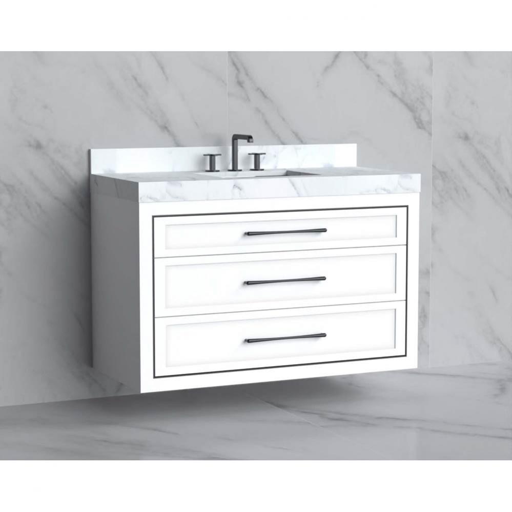 Madeli Renaissance 48C'' Wall hung Vanity Cabinet in White/HW: Handles Polished Chrome(P