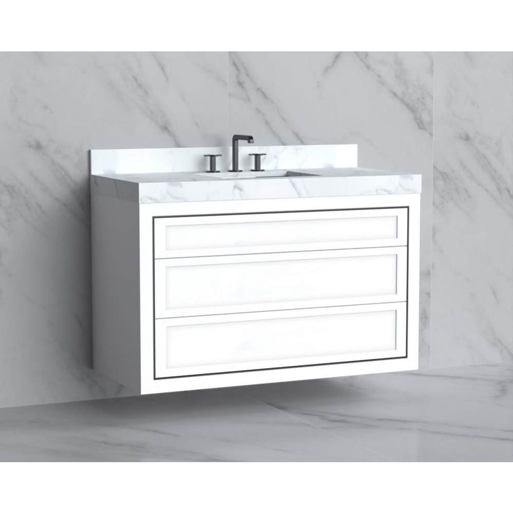 Madeli Renaissance 48C'' Wall hung Vanity Cabinet in White - No Handles - Inlay in Polis