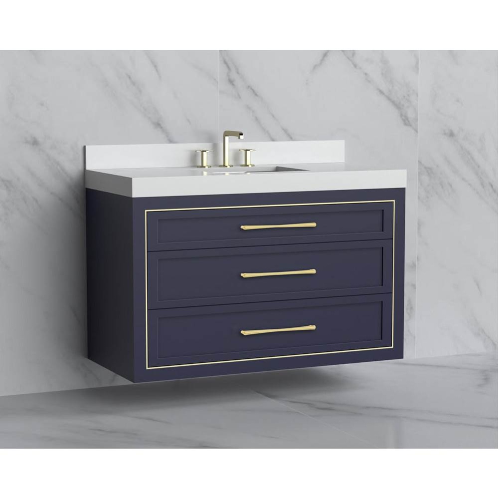 Renaissance 48C'' Wall hung Vanity Cabinet in Sapphire/HW: Handles Brushed Nickel(BN)