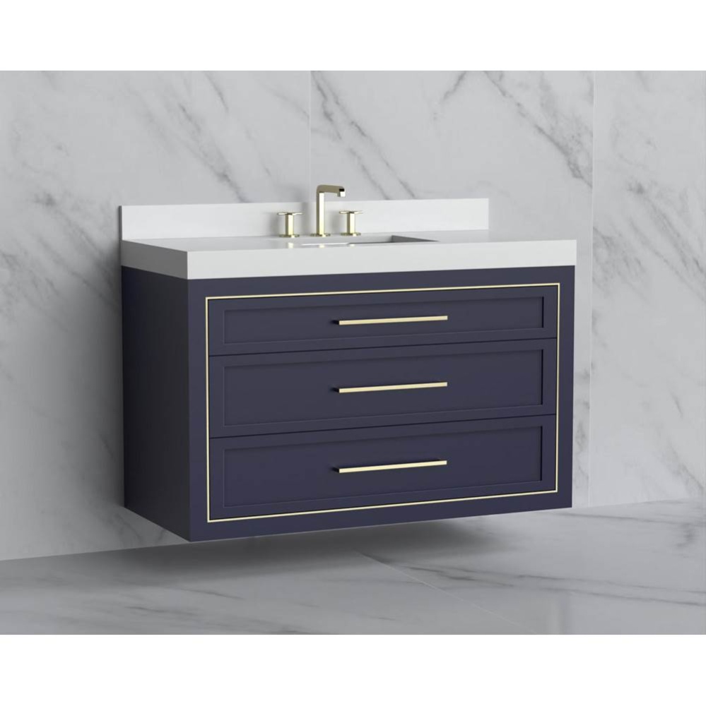Renaissance 48C'' Wall hung Vanity Cabinet in Sapphire/HW: Handles Satin Brass(SB)
