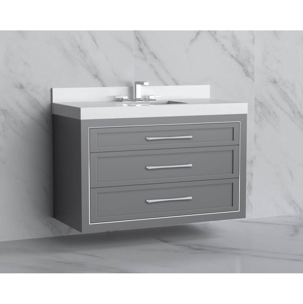 Renaissance 48C'' Wall hung Vanity Cabinet in Studio Grey/HW: Handles Polished Nickel(PN