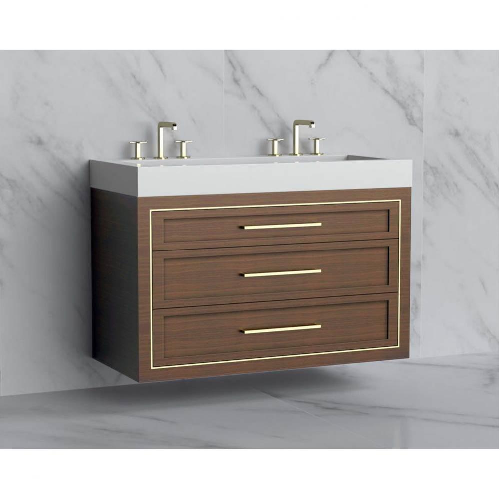 Renaissance 48D'' Wall hung Vanity Cabinet in Brandy/HW: Handles Polished Chrome(PC)