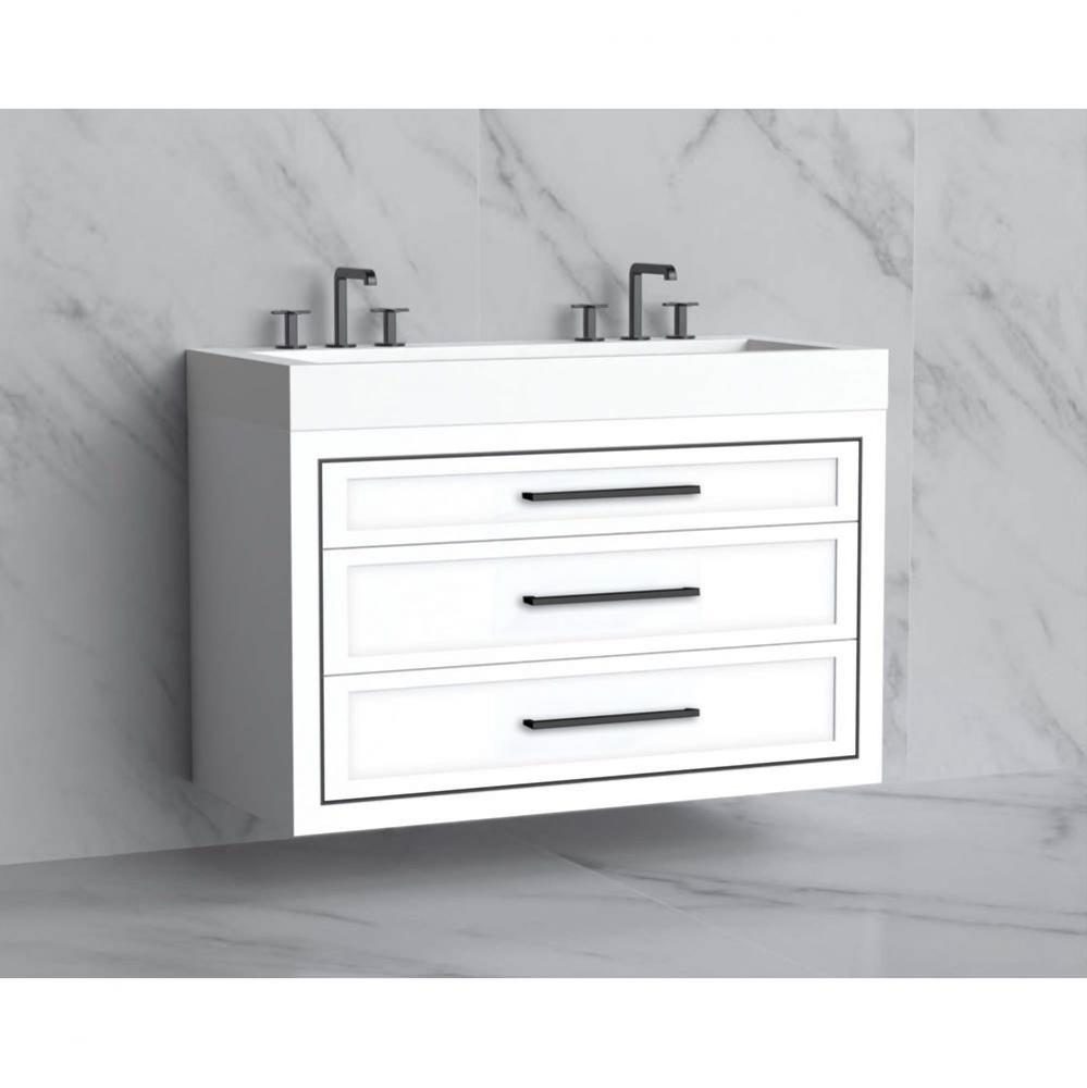 Madeli Renaissance 48D'' Wall hung Vanity Cabinet in White/HW: Handles Polished Chrome(P