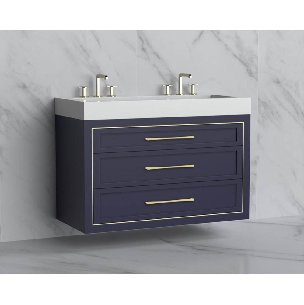 Renaissance 48C'' Wall hung Vanity Cabinet in Sapphire/HW: Handles Polished Chrome(PC)