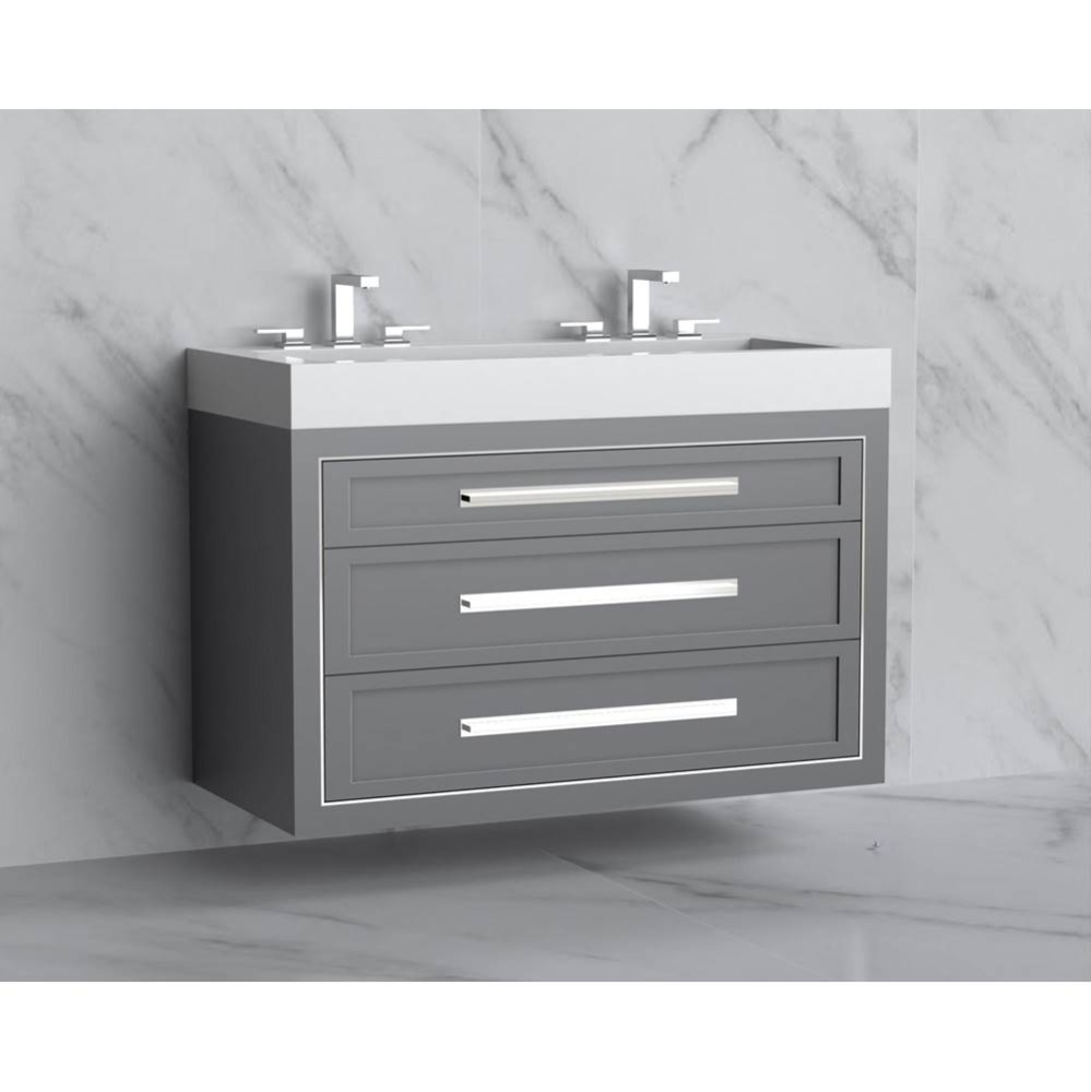 Renaissance 48D'' Wall hung Vanity Cabinet in Studio Grey/HW: Handles Polished Chrome(PC