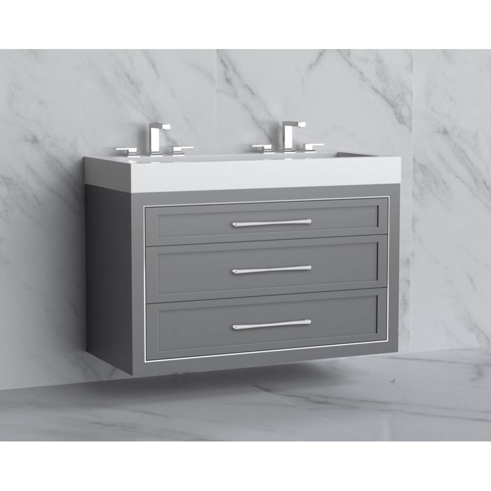 Renaissance 48D'' Wall hung Vanity Cabinet in Studio Grey/HW: Handles Polished Nickel(PN