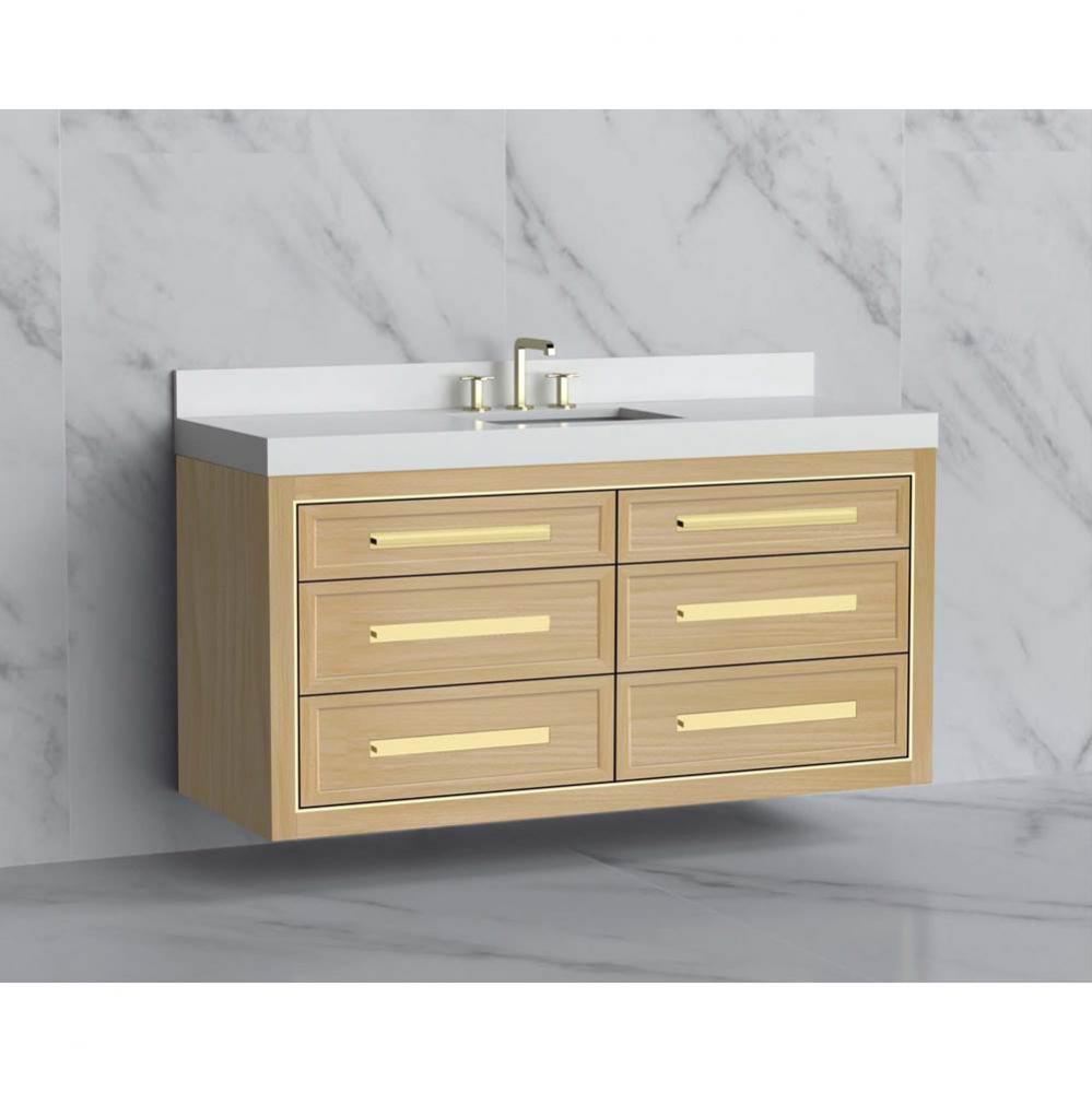 Madeli Renaissance 60C'' Wall hung Vanity Cabinet in Natural Oak/HW: Handles Satin Brass