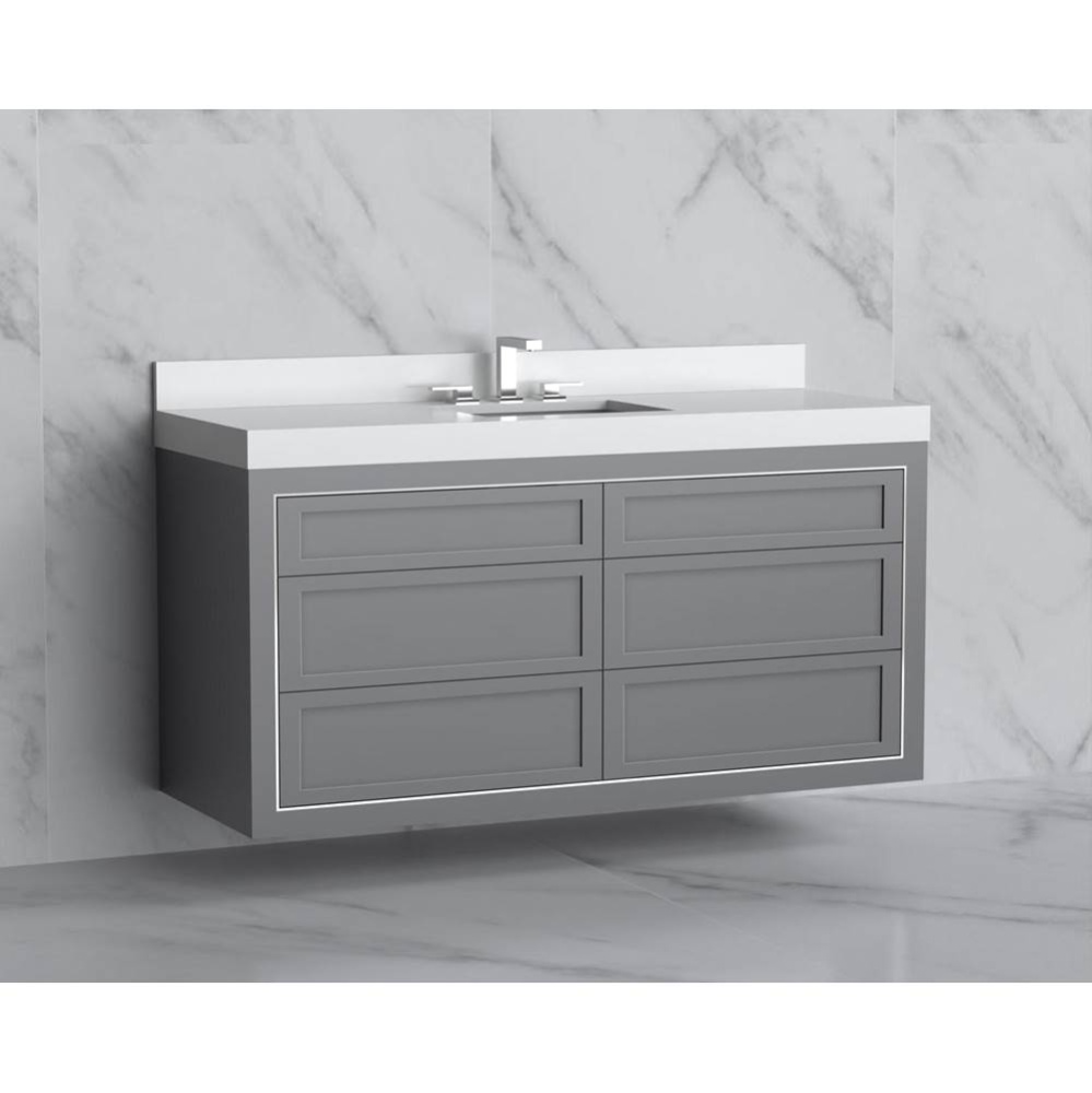 Renaissance 60C'' Wall hung Vanity Cabinet in Studio Grey - No Handles - Inlay in Brushe