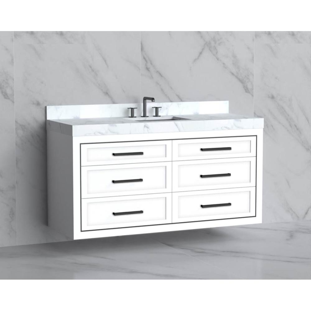 Renaissance 60C'' Wall hung Vanity Cabinet in White/HW: Handles Polished Chrome(PC)