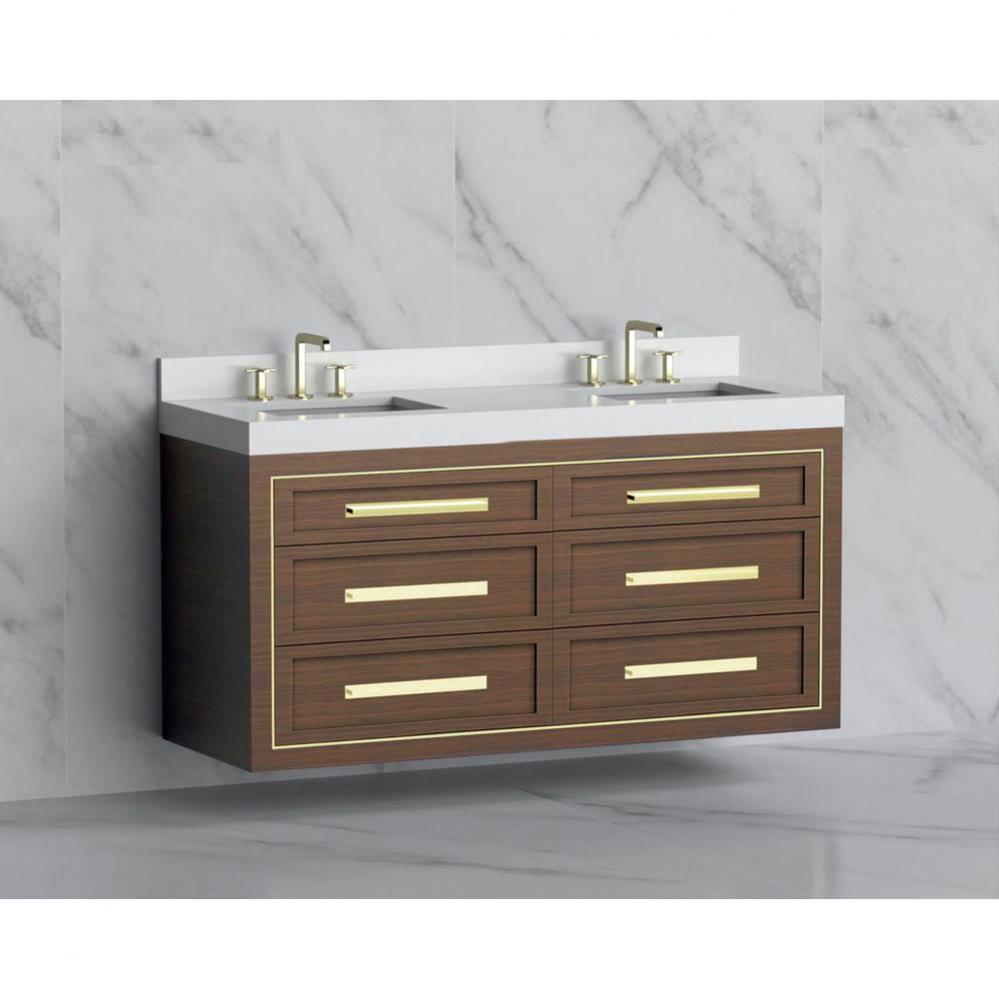 Madeli Renaissance 60D'' Wall hung Vanity Cabinet in Brandy/HW: Handles Matte Black(MB)