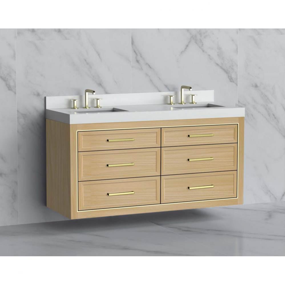 Madeli Renaissance 60D'' Wall hung Vanity Cabinet in Natural Oak/HW: Handles Polished Ch