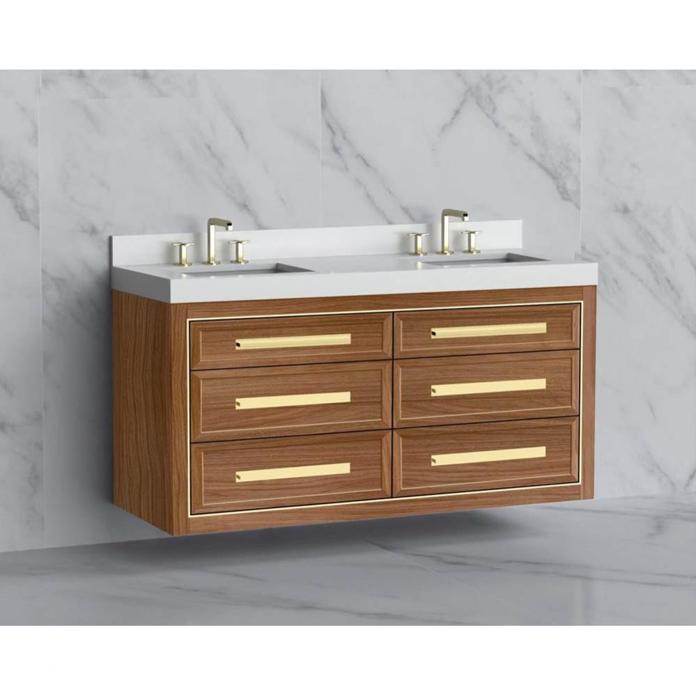 Madeli Renaissance 60D'' Wall hung Vanity Cabinet in Natural Walnut/HW: Handles Satin Br