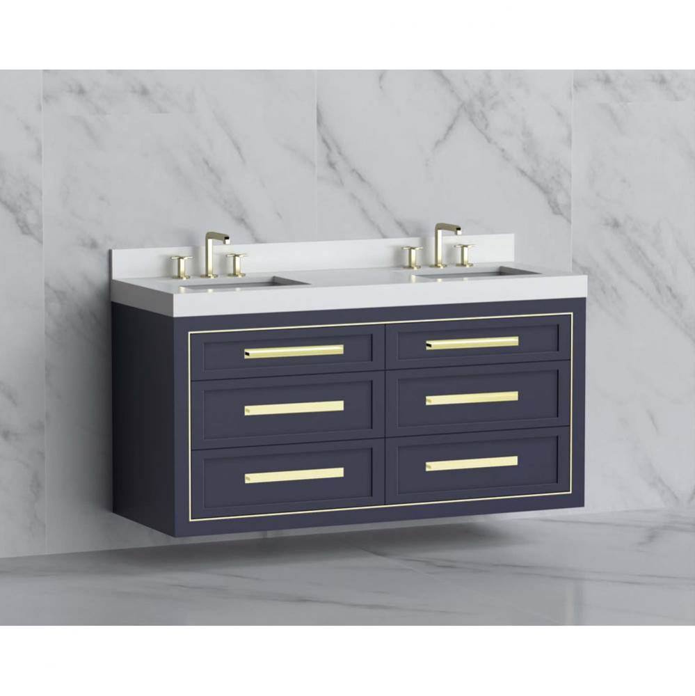 Madeli Renaissance 60D'' Wall hung Vanity Cabinet in Sapphire/HW: Handles Satin Brass(SB