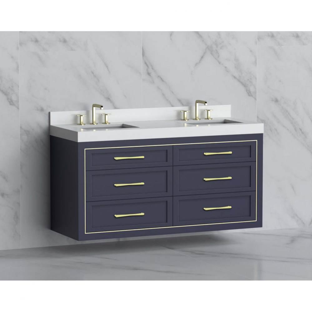 Madeli Renaissance 60D'' Wall hung Vanity Cabinet in Sapphire/HW: Handles Polished Nicke