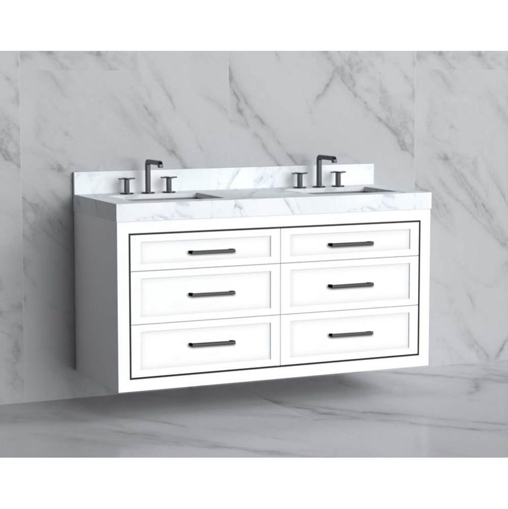 Madeli Renaissance 60D'' Wall hung Vanity Cabinet in White/HW: Handles Satin Brass(SB)