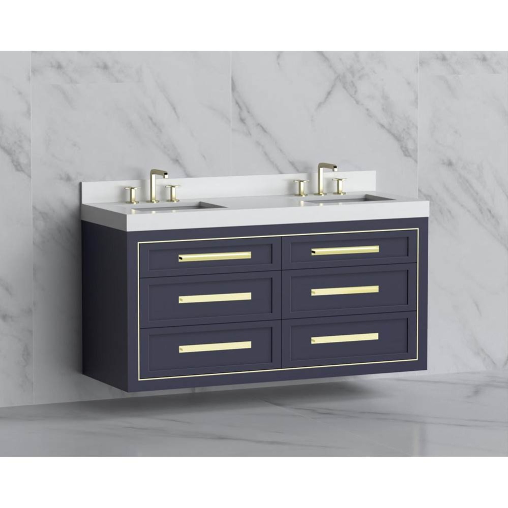 Renaissance 60D'' Wall hung Vanity Cabinet in Sapphire/HW: Handles Polished Chrome(PC)