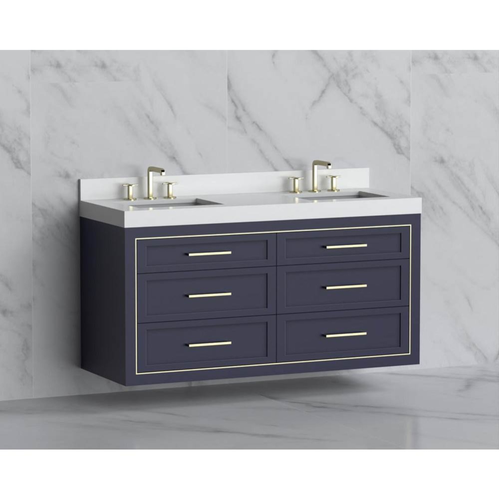 Renaissance 60D'' Wall hung Vanity Cabinet in Sapphire/HW: Handles Polished Chrome(PC)