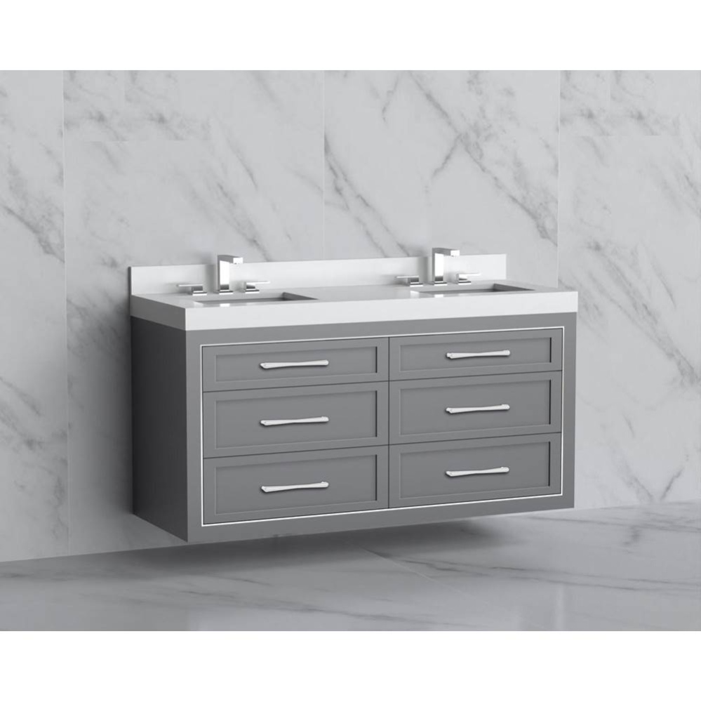 Renaissance 60D'' Wall hung Vanity Cabinet in Studio Grey/HW: Handles Polished Chrome(PC