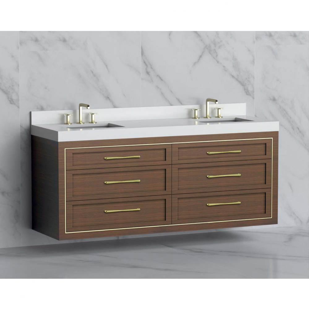 Madeli Renaissance 72'' Wall hung Vanity Cabinet in Brandy/HW: Handles Polished Chrome(P