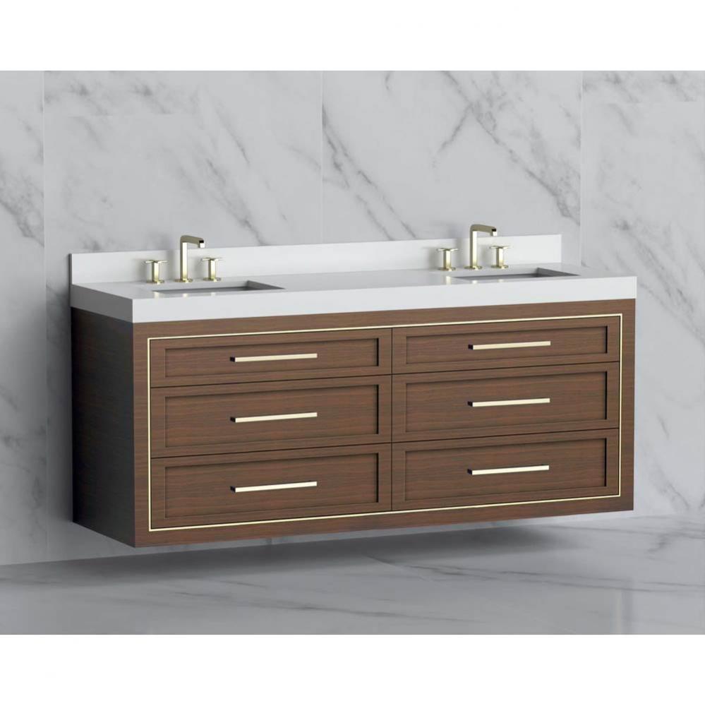 Madeli Renaissance 72'' Wall hung Vanity Cabinet in Brandy/HW: Handles Brushed Nickel(BN