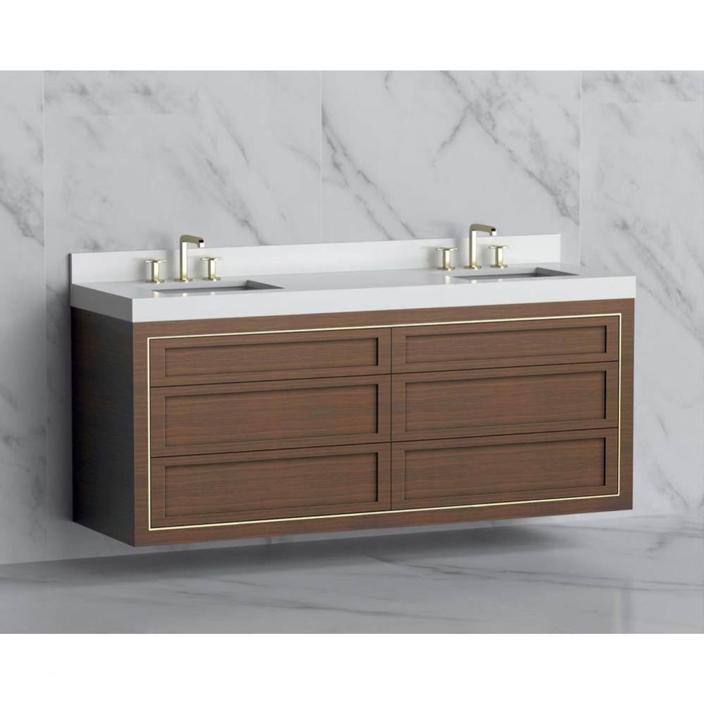 Madeli Renaissance 72'' Wall hung Vanity Cabinet in Brandy - No Handles - Inlay in Matte