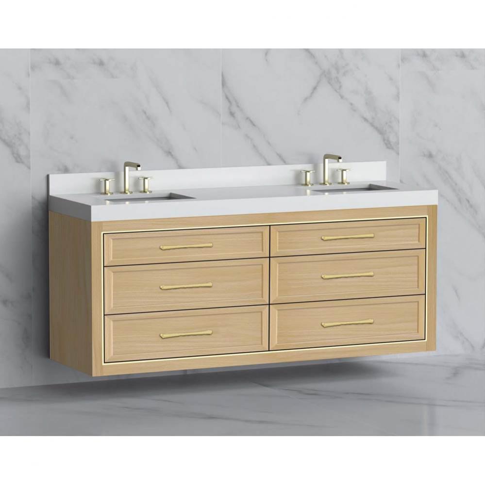 Madeli Renaissance 72'' Wall hung Vanity Cabinet in Natural Oak/HW: Handles Satin Brass(