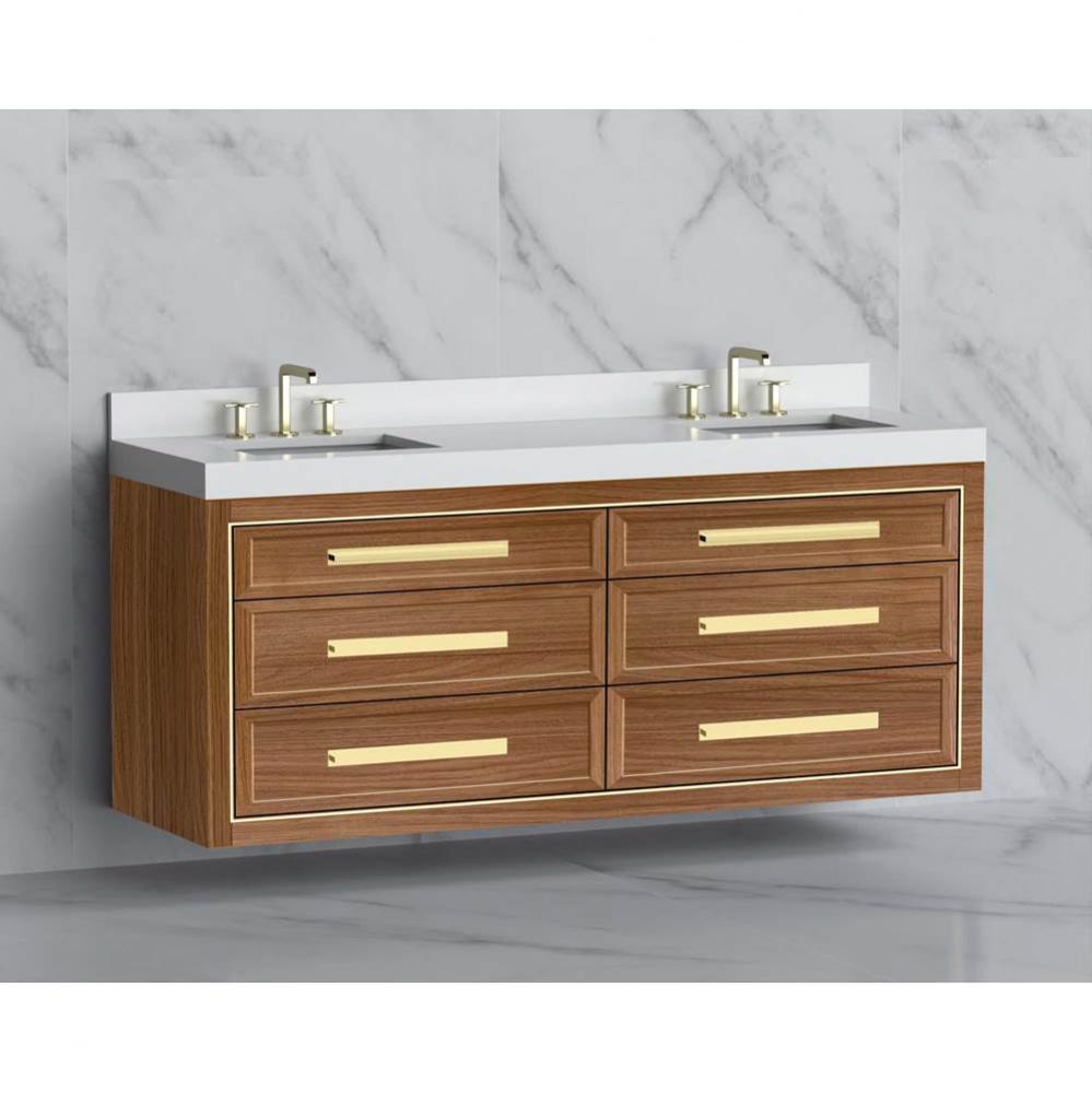 Madeli Renaissance 72'' Wall hung Vanity Cabinet in Natural Walnut/HW: Handles Matte Bla