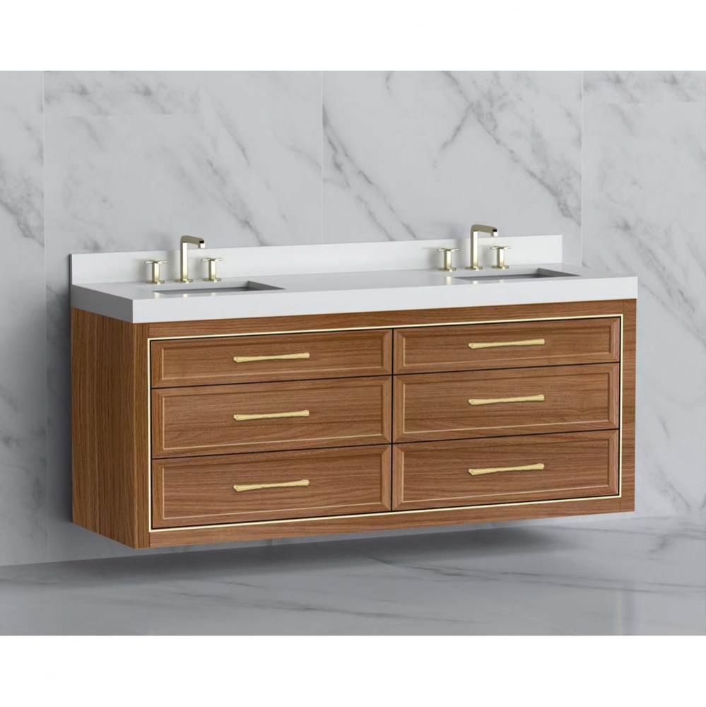 Madeli Renaissance 72'' Wall hung Vanity Cabinet in Natural Walnut/HW: Handles Matte Bla