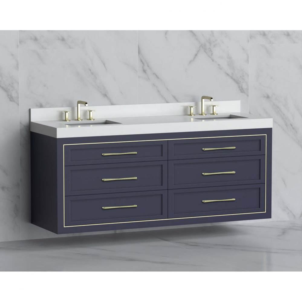 Madeli Renaissance 72'' Wall hung Vanity Cabinet in Sapphire/HW: Handles Polished Nickel