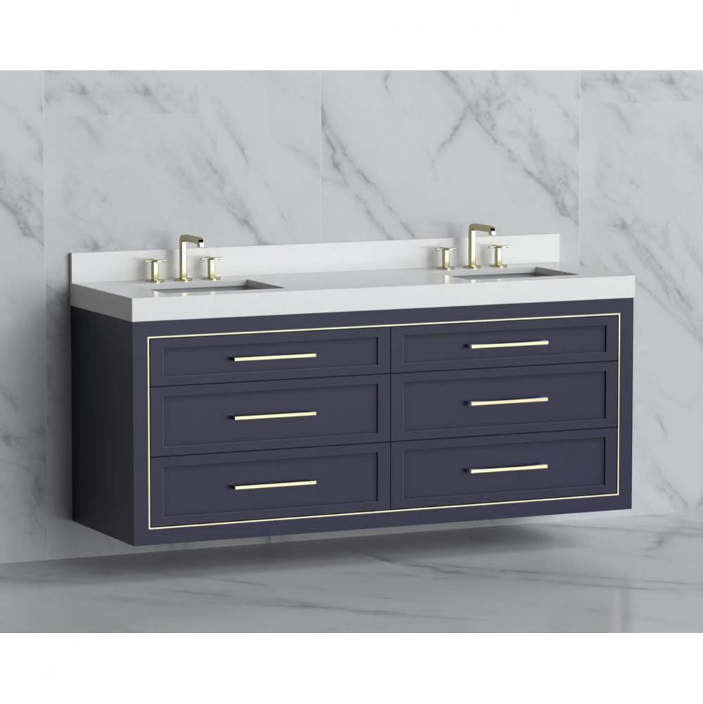 Madeli Renaissance 72'' Wall hung Vanity Cabinet in Sapphire/HW: Handles Polished Nickel