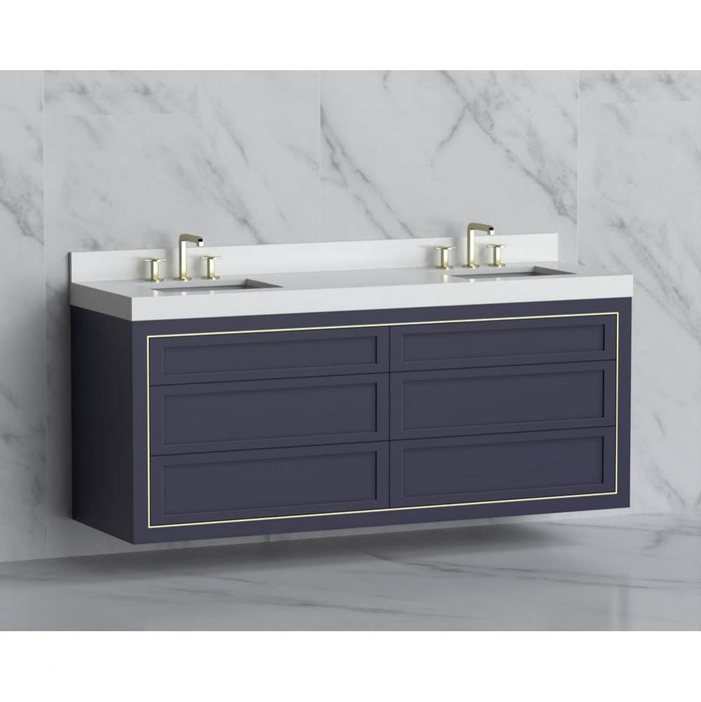 Madeli Renaissance 72'' Wall hung Vanity Cabinet in Sapphire - No Handles - Inlay in Pol