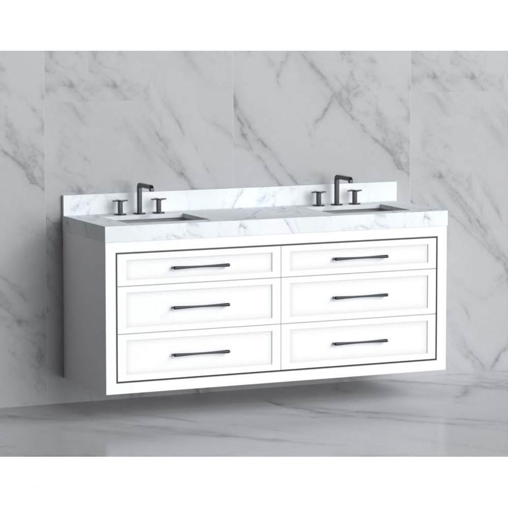 Madeli Renaissance 72'' Wall hung Vanity Cabinet in White/HW: Handles Polished Chrome(PC